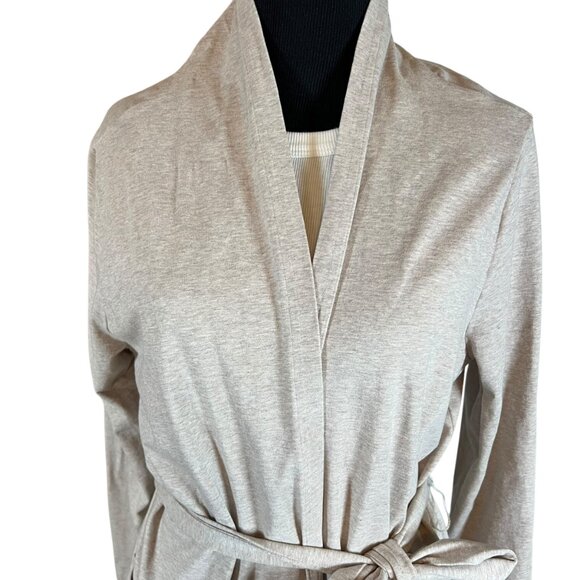 PACT Robe Women Medium Oat Heather Organic Cotton Cool Stretch Lounge Duster - Picture 2 of 5